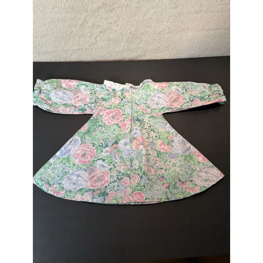 Baby Girl‎ Dress Green Pink Floral Flowers for Small Medium  Baby  Doll Cottage